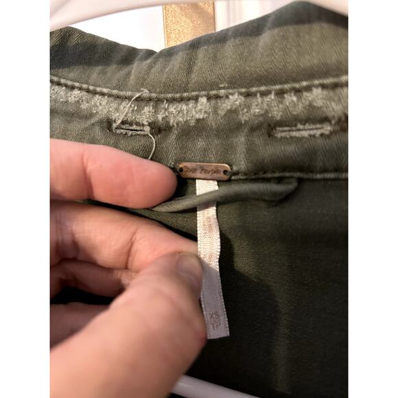 Free People Distressed Zip Up Utility Jacket with Hood, Size XS - Picture 5 of 9